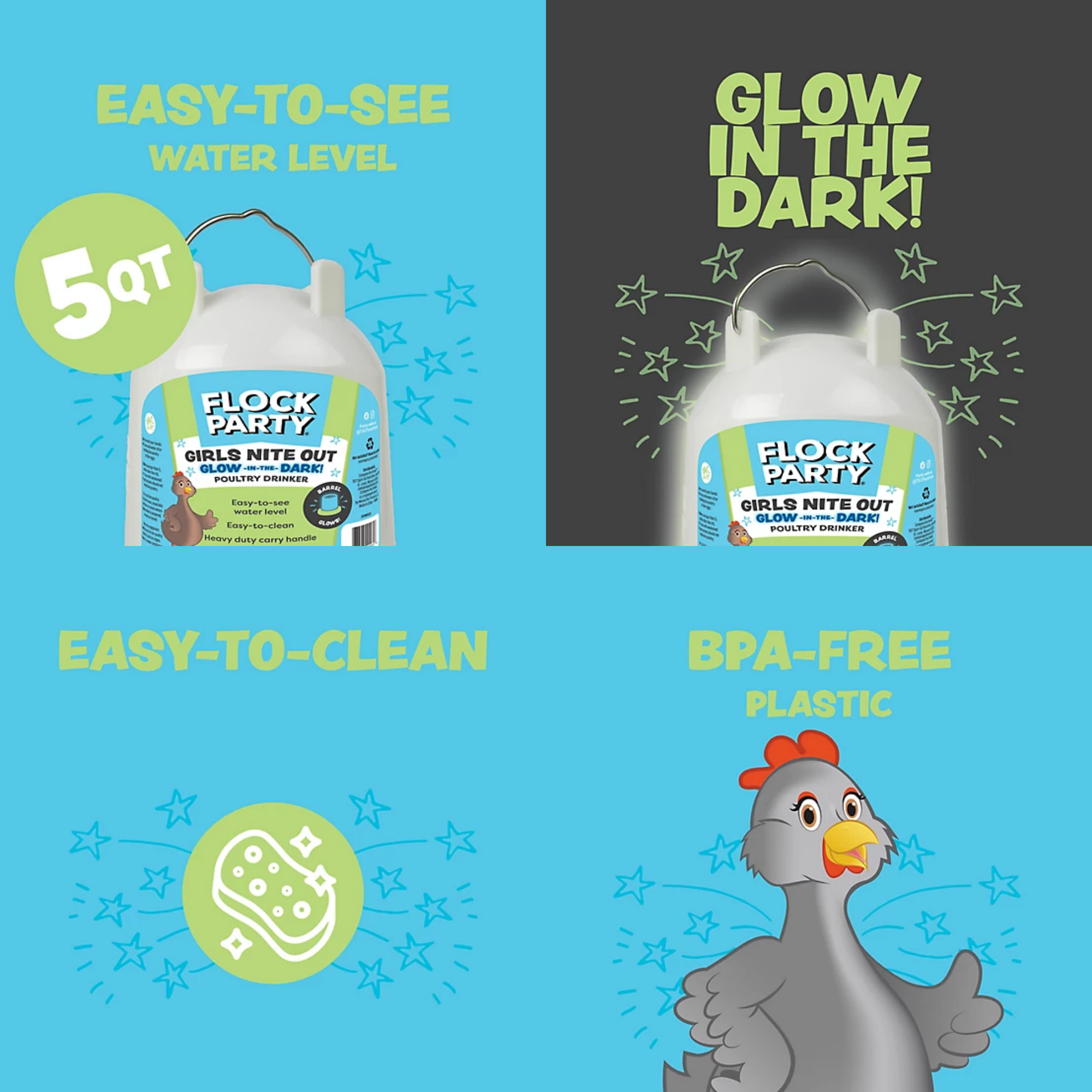 Flock Party 5 qt. Glow Drinker - Green